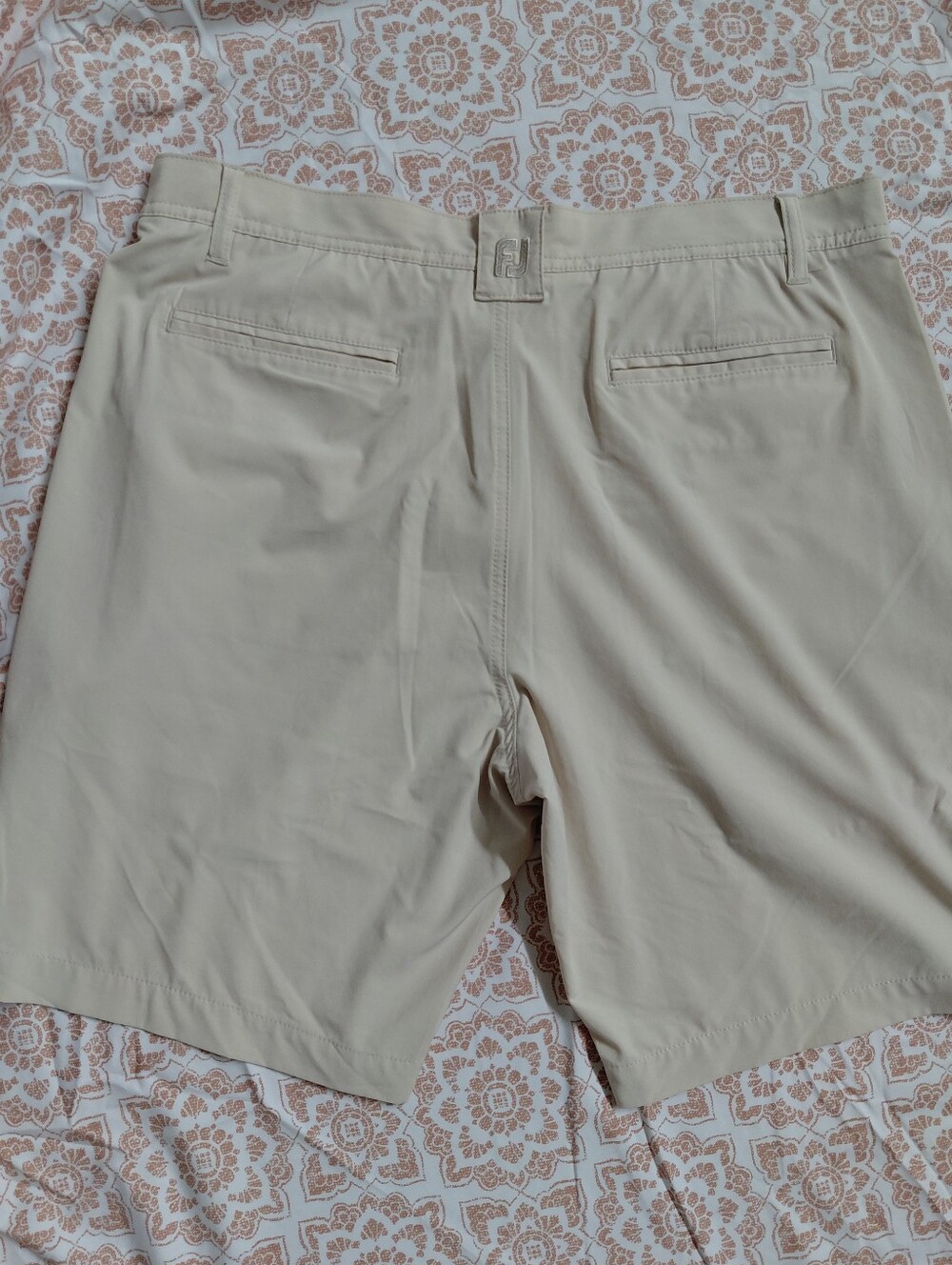 FootJoy Beige/Tan Golf Athletic Shorts with Embroidered Logo Waist Tab